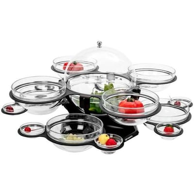 GGM Gastro Etagerie/ Buffetständer - rotierend - Schwarz - inkl. 17 Glasschalen - rund Zwart / Transparant