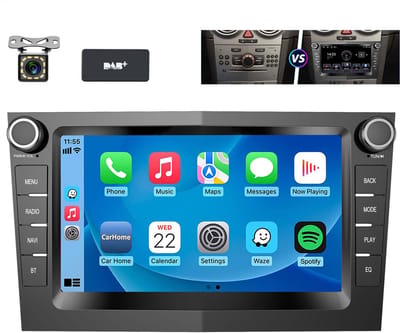 ESSGOO 4 + 64 GB CarPlay voor Opel Astra Corsa Zafira - Draadloos Apple Carplay en Android Auto - Android 14 - Radio met navigatie - 7 inch HD touchscreen - WIFI Bluetooth RDS MP5 - 12LED Achteruitrijcamera - DAB+