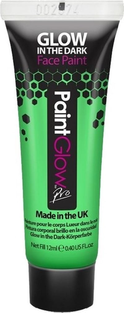 PaintGlow Face/Body paint - neon groen/glow in the dark - 10 ml - schmink/make-up - waterbasis