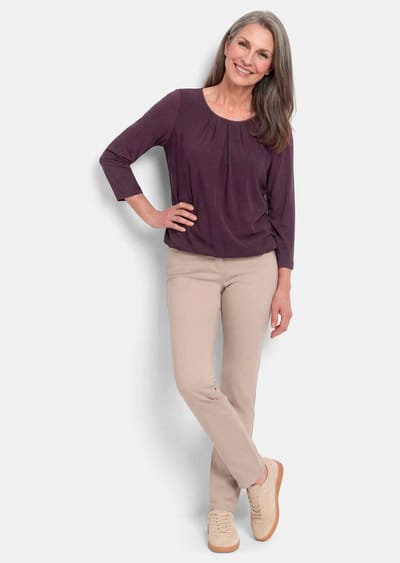 Verzorgd shirt in elegante blouselook - aubergine - Gr. 19 van Goldner Fashion