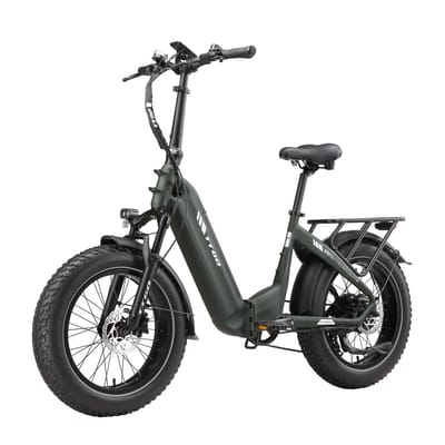 Vélo Électrique TTGO F6 Boost – Moteur 250W – Batterie 48V 18Ah – Freins à Disque Hydrauliques – Pneus Fat 20×4.0 pouces – Vitesses Shimano 7 – Vélo Pliant vert foncé