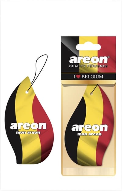 Areon-Flag Belgium-Black Crystal Autoparfum – Luxe Auto Luchtverfrisser met Belgische Vlag en Houtachtige Geur