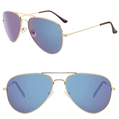 Fako Fashion - Piloten Zonnebril - Pilotenbril - Piloot Zonnebril - Heren Zonnebril - Dames Zonnebril - Goud - Blauw