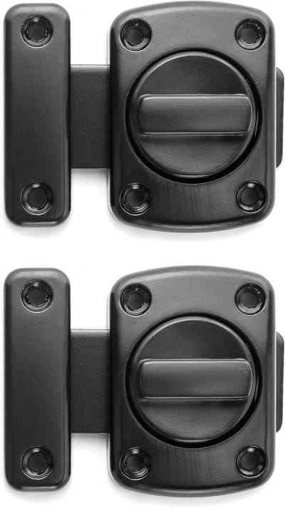 Rotating safety latch set voor diefstalbeveiliging, zwart roestvrij staal, 2 stuks, ideaal voor deuren en poorten