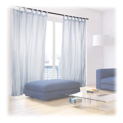 Vitrage met lussen, voile, half doorzichtige gordijnen, effen, glasgordijn polyester, HB 245x140 cm, zilver