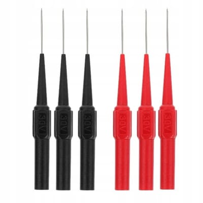 Rosfix Meetsonde Set - Precisie 0,7 Mm Spitse Naald - 6 Stuks, 3 Zwart 3 Rood