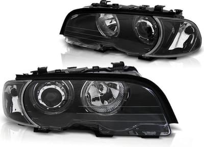 Koplampen dual halo rims BMW E46 04 99-03 03 COUPE CABRIO ANGEL EYES LED ZWART