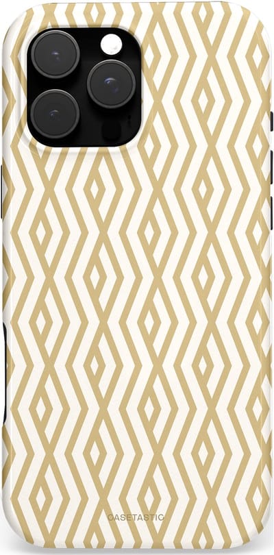 Casetastic Hoesje Geschikt voor Apple iPhone 16 Pro Max Magsafe - Stijlvolle Beschermende Duo-layer Case - Art Deco Goud