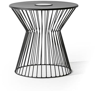 Bijzettafel met LED-verlichting - Tuintafel Salontafel - Sfeerverlichting Tuin - Zonne-energie en USB - 40 x 40 cm - Zwart