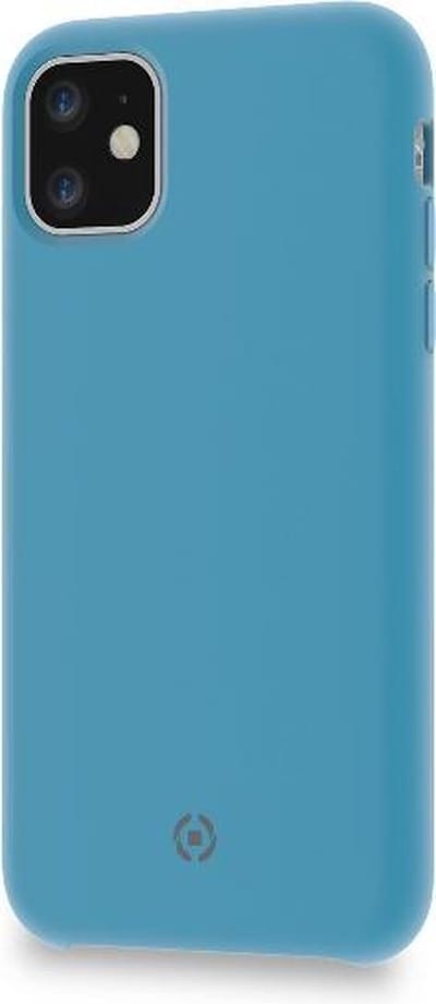 Celly Leaf Siliconen hoesje - Geschikt voor Apple iPhone 11 - TPU Back Cover - Microfiber - Blauw