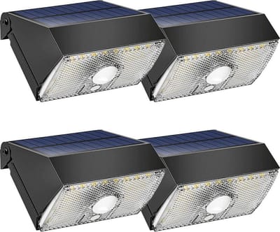 Solar wandlamp buiten 'Beam' - Voordeelset van 4 stuks - Helder wit licht - Tuinverlichting met bewegingsmelder - Buitenlamp op zonne-energie - 3 verschillende standen - Zwart