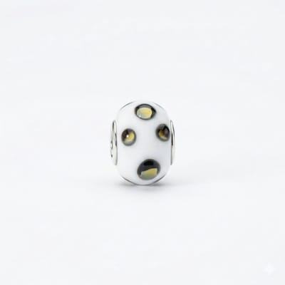 Quiges - Glazen - Kraal - Bedels- Wit - Met Licht - Groene - rondjes - Bead Past op alle bekende merken - armband