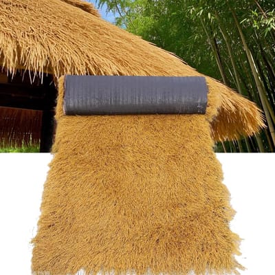 Synthetisch Rietdak - Kunstgras Dakbedekking - Decoratieve Bedekking - Vuurwerend & UV-bestendig - 1x20m - Strogeel