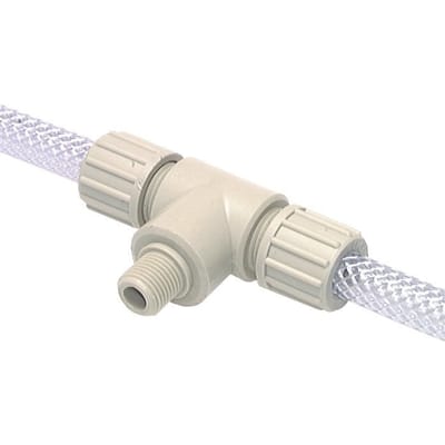 16x10mm & G3/4'' PVDF T-stuk Knelfitting Buitendraad 10bar Kunststof en Polyamide