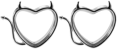 JHUBERS- Tunnel Buttplug Hartvormig - Roestvrij Staal - Expanderpiercing - Geschenkdoos - Maten 0g/8mm tot 7/8"/22mm - Modieus Design - Piercing