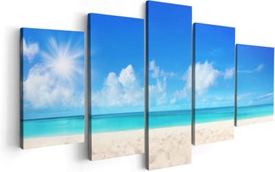 Artaza Canvas Schilderij Vijfluik Strand En Zee Met Helder Witte Zand - 100x50 - Foto Op Canvas - Canvas Print