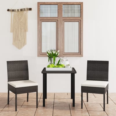 vidaXL - 3-delige - Tuinset - poly - rattan - zwart