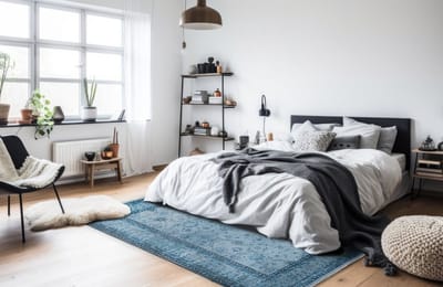 Kelim Vintage Vloerkleed - Jeans Blauw 195 x 280 cm - Premium Laagpolig Woonkamer Tapijt - Boho Stijl - Anti-Slip, Machinewasbaar & Super Zacht