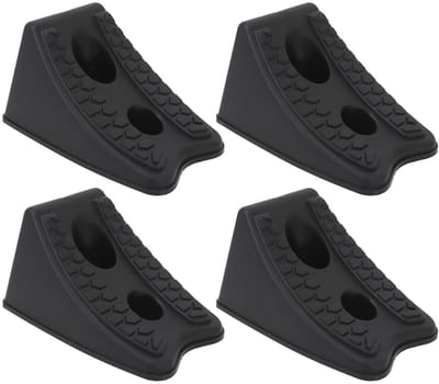 Dailygoody - Rubber Wielblokken - Anti-slip Stopblokken - Geschikt voor Auto Truck en Caravan - 4 Stuks - Stevige en Duurzame Blokken - Ideaal voor Pa