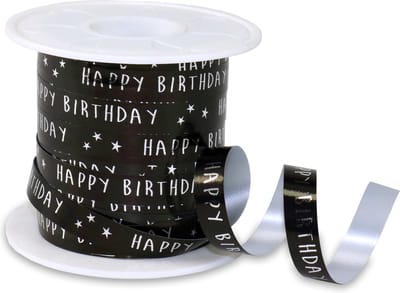 Krullint Happy Birthday Zwart – Cadeaulint - 10mm