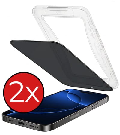 Privacy Screenprotector - 2 Stuks - Geschikt voor Apple iPhone 16 Pro - Met Installatie Kit - Beschermglas - Anti-Spy - Flexibel Glas - Tempered Glass - Screen Protector