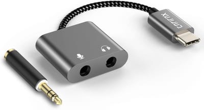 USB C naar 3.5mm TRS hoofdtelefoon splitter adapter voor iPhone 15 Pro Max, iPad Pro en Samsung Galaxy S24, met microfoonfunctie en hoge geluidskwaliteit