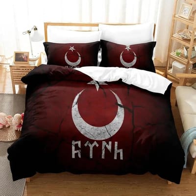 Al Bayrak Turkse Vlag Beddengoed Set Dekbedovertrek Bedset Dekbedovertrek Kussensloop Dekbed King Queen Size Jongens Volwassenen Beddengoed 70x133cm 2pcs