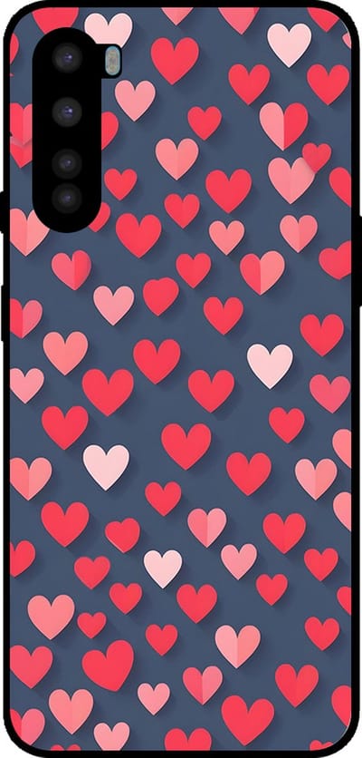 Smartphonica Telefoonhoesje Geschikt voor OnePlus Nord met Roze en Rode Hartjes Opdruk - TPU Backcover Case With Rosé and Red Heart Design geschikt voor OnePlus Nord