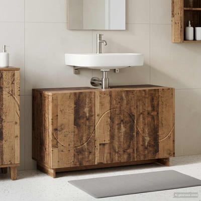 vidaXL - Badkamerkast - Oud - hout - 101 - x - 41 - x - 58 - cm - bewerkt - hout