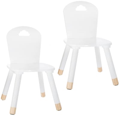 Atmosphera Kinder stoeltje - 2x - ivoor wit - hout - D30 x H50 cm - bijzet stoeltjes