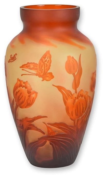 Cameo Vaas - Tulp - Cameo Glazen Vaas - Glas Decoratie - Tafeldecoratie - Bloemenvaas - Tafelvaas - 18x18x31