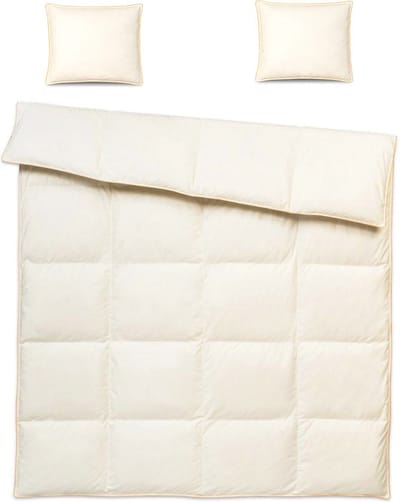 Donzen Dekbed 220x200cm – 3 kg Dons Vulling - 2 Persoons Ganzendons Dekbed – 100% Katoenen Tijk - Satijnen Bies – Kleur Crème – Herfst/Winter Seizoen + 2 Kussens 50x60mm 1.3kg Vulling