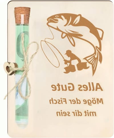 Creatieve geldgeschenkverpakking voor vissers, ideaal cadeau met reageerbuisjes en visaccessoires