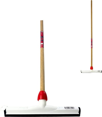 Synx Tools Vloertrekker 35cm Kunststof - Vloertrekker - Trekkers - Watertrekker - Dweilen/ Natuurrubber - Vloermop/Vloerreiniger - Met Houten Steel 120cm