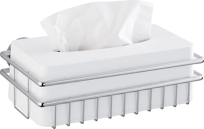 WENKO Express-Loc® Cali Cosmeticadoekdispenser, bevestiging zonder boren, roestvrij staal, 27,5 x 9,5 x 18 cm, glanzend