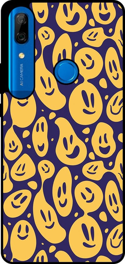 Smartphonica Telefoonhoesje Geschikt voor Huawei P Smart Z / Y9 Prime (2019) met smiley opdruk - TPU backcover case emoji design - Paars Geel geschikt voor Huawei P Smart Z;Huawei Y9 Prime (2019)