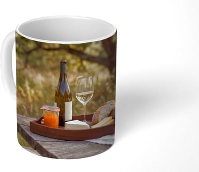 Mok - Koffiemok - Picknick - Wijn - Kaasplankje - Mokken - 350 ML - Beker - Koffiemokken - Theemok