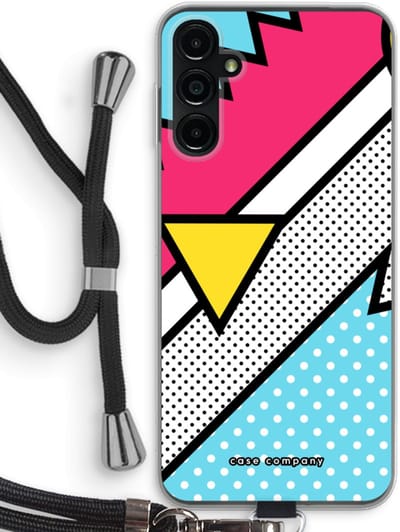 Case Company® - Hoesje met koord geschikt voor Samsung Galaxy A14 hoesje met Koord - Pop Art #3 - Telefoonhoesje met Zwart Koord - Bescherming aan alle Kanten en Over de Schermrand