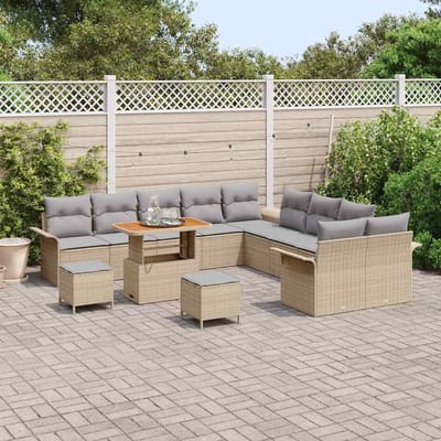 vidaXL - Tuinbank - Set - 13 - st - 12-Aantal - zitplaatsen - Beige - en - Lichtgrijs
