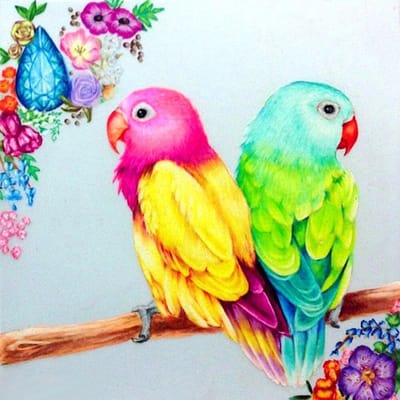 Diamant broderie dessin animé oiseaux plein rond diamant peinture point de croix Kit strass décor à la maison 30x30CM yellow