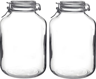 Weckpot/inmaakpot - 2x stuks - 5000 ml - glas - beugelsluiting - D17 x H29 cm