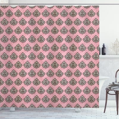 ABAKUHAUS Roze damast douchegordijn – Rococo-kunst – 175x180 cm – stof
