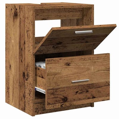 vidaXL - Badkamerkast - Oud - Hout - 40 - x - 37 - x - 59 - cm - Bewerkt - hout