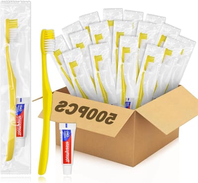 Tandenborstel Sets - Reis Tandenborstels - Hygiënisch Reizen - Individueel Verpakt - 500 Stuks - Wit