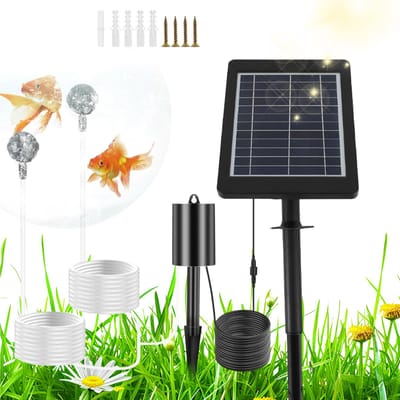 Zuurstofpomp - Zonne-beluchter - Zonne-energie Luchtpomp - Vijverpomp - 180° Verstelbaar Zonnepanelen - 3 Modi - Geluidsarm - Voor Tuinvijvers & Aquarium