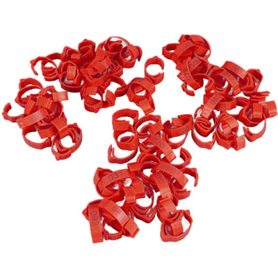 100 Pièces Anneaux de Patte de Poulet à Clipser Couleur Vive Plastique Robuste Numérotés Anneaux de Patte pour Volailles Oiseaux Canards Oies Gibier red