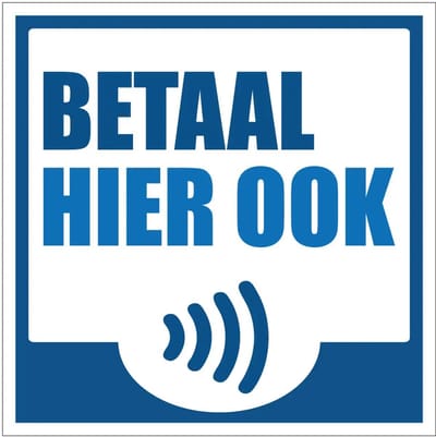 Betaal hier ook contactloos bord | gecoat dibond materiaal | 10 x 10 cm