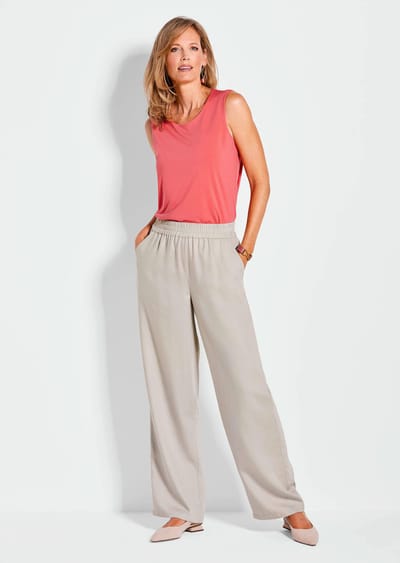 Broek VERA met elastische tailleband van Tencel - steengrijs - Gr. 21 van Goldner Fashion