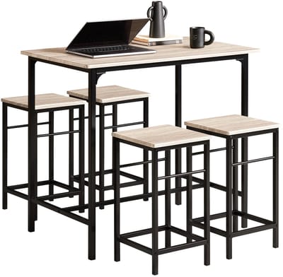 Bartafel keuken - Bartafel Set - Barkruk - Barstoel - keukenstoel - Voetsteun - Zwart