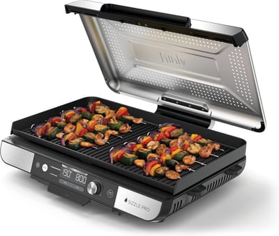 Binnencontactgrill met Keramische Antiaanbaklaag en Afneembaar Deksel - 40% Grotere Capaciteit